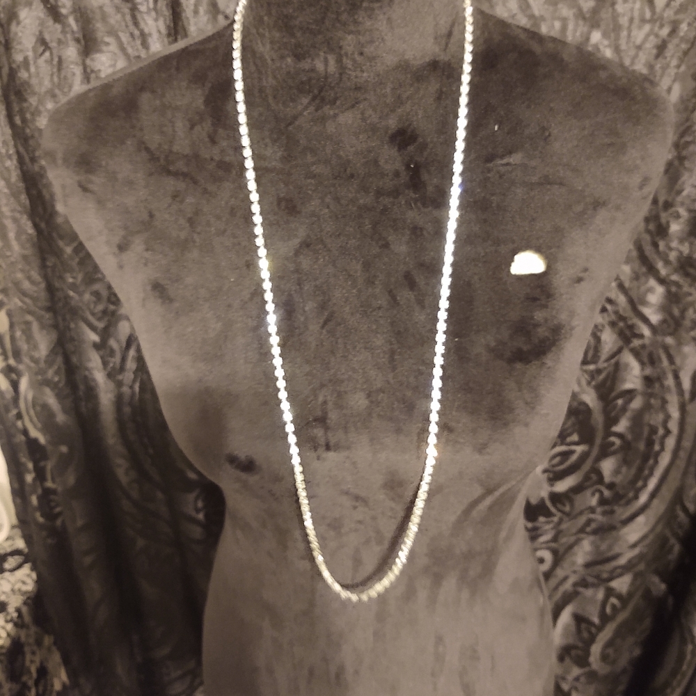 Silver diamond necklace 37 in